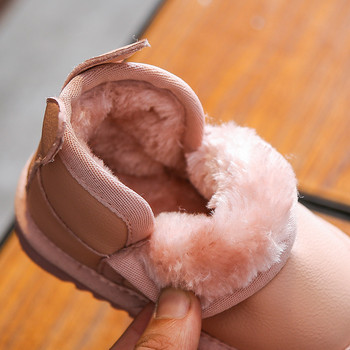 2022 Нови зимни ботуши за сняг с нехлъзгаща се мека подметка Детски памучни обувки плюс дебели топли сладки заешки уши Бели ботуши за момиче