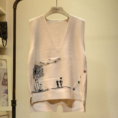 Дамски пуловер, жилетка, есен, зима, нова широка жилетка с V-образно деколте, корейска дамска плетена жилетка