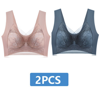 2 buc. Lenjerie de corp sexy pentru femei Sutiene Push Up pentru femei Sutien din dantelă fără sudură Închidere frontală Sutien fără fir Gather Brassiere