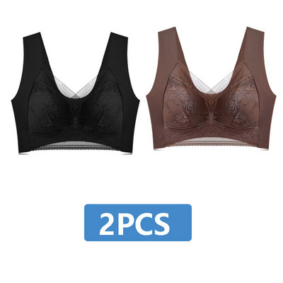 2 buc. Lenjerie de corp sexy pentru femei Sutiene Push Up pentru femei Sutien din dantelă fără sudură Închidere frontală Sutien fără fir Gather Brassiere