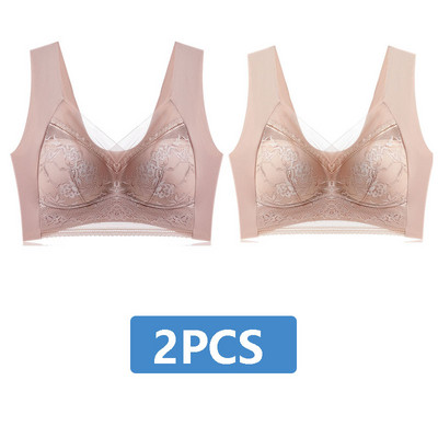 2 buc. Lenjerie de corp sexy pentru femei Sutiene Push Up pentru femei Sutien din dantelă fără sudură Închidere frontală Sutien fără fir Gather Brassiere