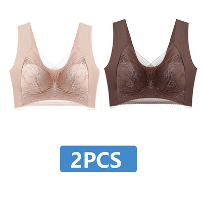 2 buc. Lenjerie de corp sexy pentru femei Sutiene Push Up pentru femei Sutien din dantelă fără sudură Închidere frontală Sutien fără fir Gather Brassiere