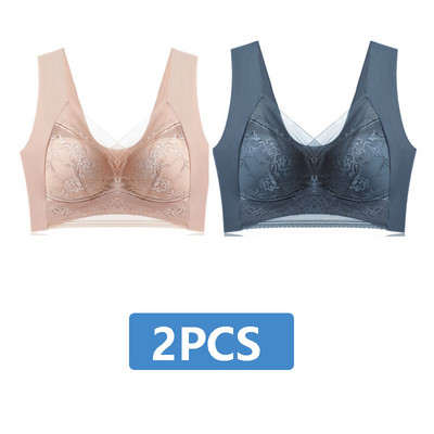 2 buc. Lenjerie de corp sexy pentru femei Sutiene Push Up pentru femei Sutien din dantelă fără sudură Închidere frontală Sutien fără fir Gather Brassiere