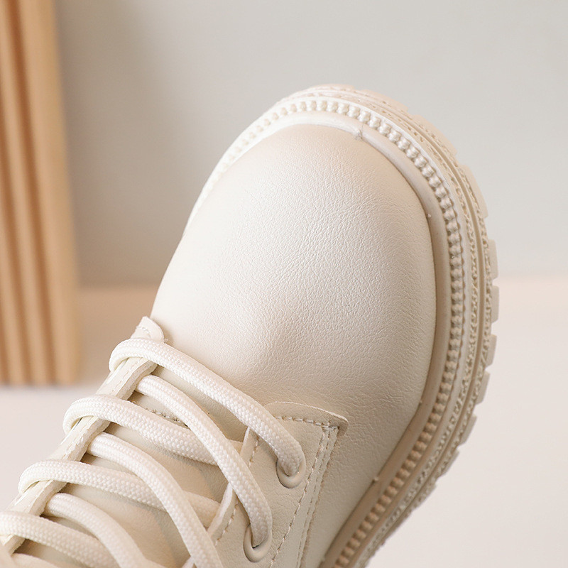 2023 Cizme pentru fete bej Fermoar lateral Simplu, anti-alunecare, ocazional, pantofi pentru copii, versatil, moale, baieti, stil britanic, cizme scurte pentru copii PU