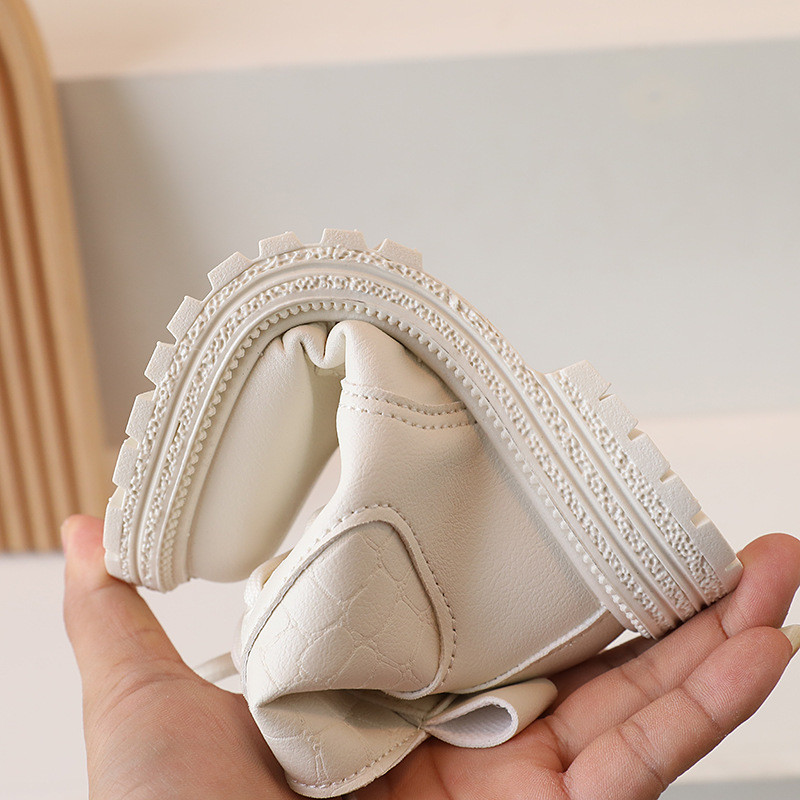 2023 Cizme pentru fete bej Fermoar lateral Simplu, anti-alunecare, ocazional, pantofi pentru copii, versatil, moale, baieti, stil britanic, cizme scurte pentru copii PU