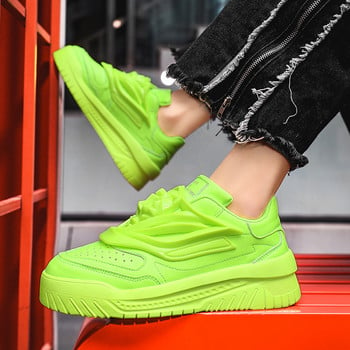 2023 Green Men Vulcanize Shoes Fashion Summer brand Designer Lace Up Casual Sneakers Δερμάτινα φλατ παπούτσια Zapatillas Hombre