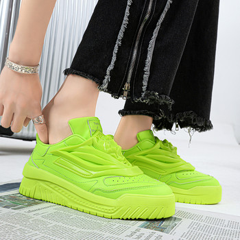 2023 Green Men Vulcanize Shoes Fashion Summer brand Designer Lace Up Casual Sneakers Δερμάτινα φλατ παπούτσια Zapatillas Hombre