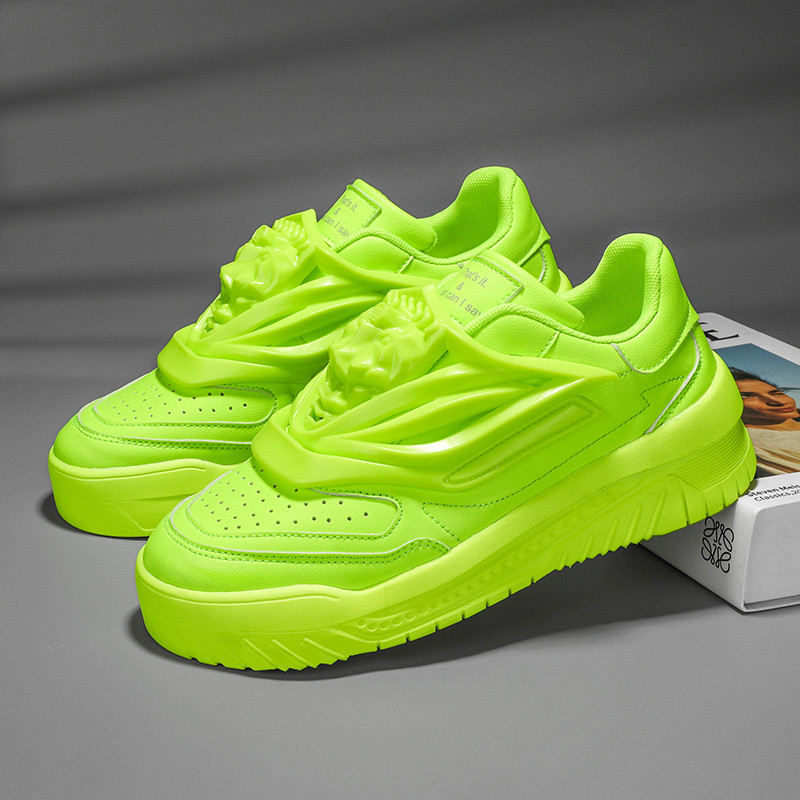 2023, pantofi vulcanizați pentru bărbați verzi, pantofi de vară, de designer de brand, cu șireturi, pantofi casual din piele, pantofi pentru bărbați