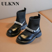 Cizme de fetiță 2023 Copii Ghete noi Pantofi Ghete de vară pentru bebeluși cu margini Prințesă fierbinte Toamnă piele kaki Mărimea pantofului 23-36