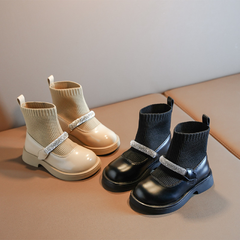 Cizme de fetiță 2023 Copii Ghete noi Pantofi Ghete de vară pentru bebeluși cu margini Prințesă fierbinte Toamnă piele kaki Mărimea pantofului 23-36