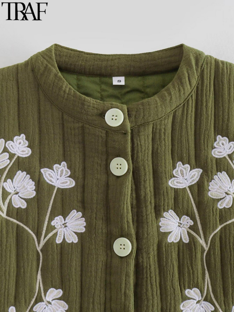 TRAF Y2K siuvinėjimas moterims Madinga dygsniuota paminkštinta striukės liemenė 2023 m. pavasario sagos be rankovių, laisvos liemenės, moteriškos apkarpytos viršutinės dalies