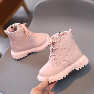 Bebeluși Fetițe Iarnă Bumbac Impermeabil Cizme din piele calde în stil britanic 2023 Toamnă Copii Cizme drăguțe cu căpșuni Pantofi pentru copii