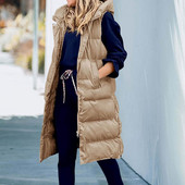 Thickened Fashion Winter Casual με κουκούλα Ζεστό βαμβακερό γιλέκο Πανωφόρι για το δέρμα που αγγίζει το γιλέκο Τσέπες για εργασία