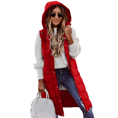 Thickened Fashion Winter Casual με κουκούλα Ζεστό βαμβακερό γιλέκο Πανωφόρι για το δέρμα που αγγίζει το γιλέκο Τσέπες για εργασία