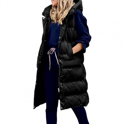 Thickened Fashion Winter Casual με κουκούλα Ζεστό βαμβακερό γιλέκο Πανωφόρι για το δέρμα που αγγίζει το γιλέκο Τσέπες για εργασία