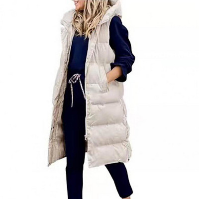 Thickened Fashion Winter Casual με κουκούλα Ζεστό βαμβακερό γιλέκο Πανωφόρι για το δέρμα που αγγίζει το γιλέκο Τσέπες για εργασία