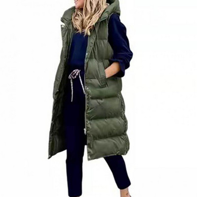 Thickened Fashion Winter Casual με κουκούλα Ζεστό βαμβακερό γιλέκο Πανωφόρι για το δέρμα που αγγίζει το γιλέκο Τσέπες για εργασία