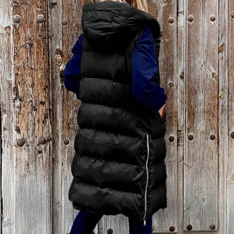 Thickened Fashion Winter Casual με κουκούλα Ζεστό βαμβακερό γιλέκο Πανωφόρι για το δέρμα που αγγίζει το γιλέκο Τσέπες για εργασία