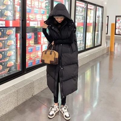 Laisvos medvilninės liemenės su ilgu gobtuvu, žieminės, šiltos storos paltai, negabaritinės moteriškos liemenės korėjietiška elegantiška striukė be rankovių