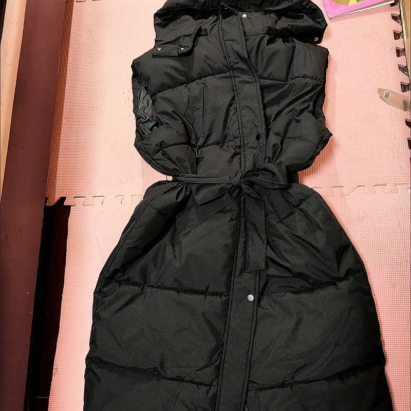 Laisvos medvilninės liemenės su ilgu gobtuvu, žieminės, šiltos storos paltai, negabaritinės moteriškos liemenės korėjietiška elegantiška striukė be rankovių