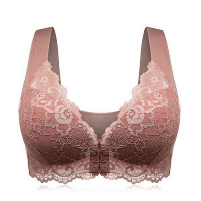 Sutien cu închidere în față cu dantelă florală Lift Stretch Sutien fără cusături modelat 5D Lenjerie de corp cu acoperire completă Push Up pentru cupa mare Can CSV