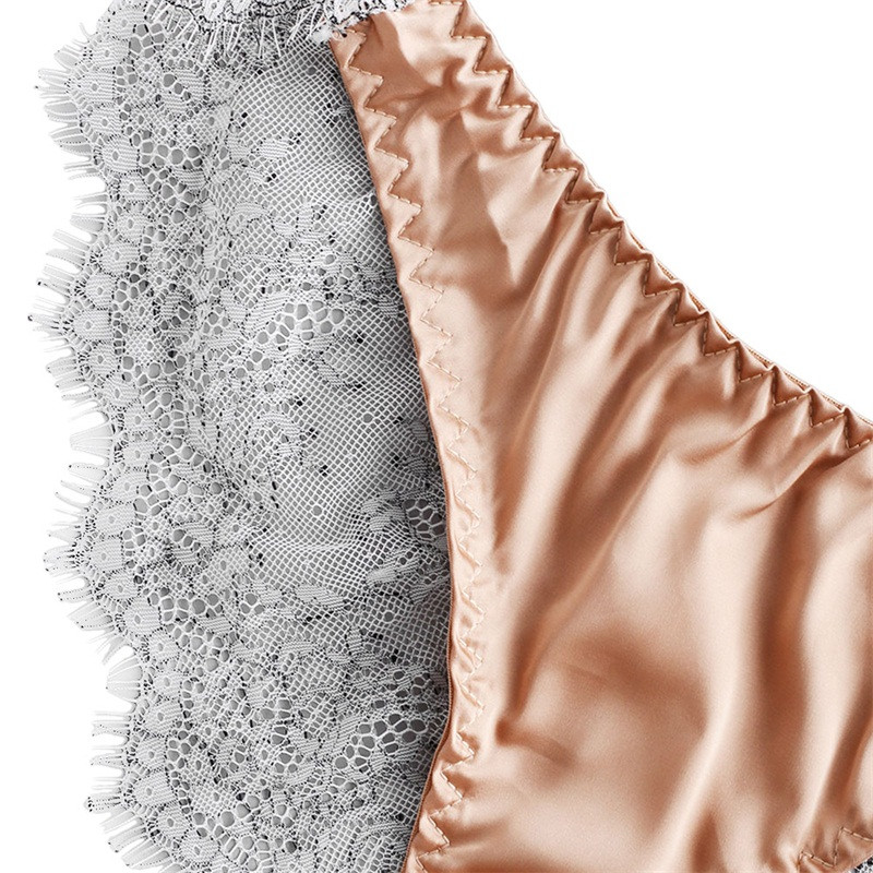 Dámske sexy spodné prádlo s čipkou a šitím na mihalnice, podprsenka a nohavičky s kosticami, trojdielna tenká sieťovaná priehľadná erotická súprava