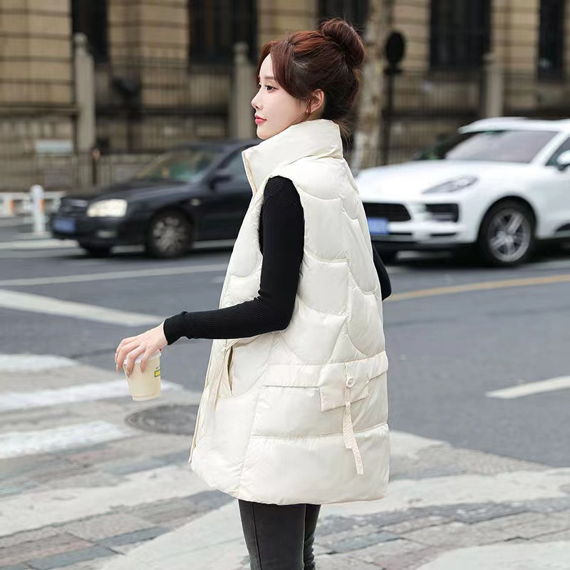 Vestă din bumbac cu puf pentru femei, toamnă iarnă, vestă lejeră, ocazională, 2023, nouă, la modă pentru femei, jachetă fără mâneci de dimensiuni mari, topuri