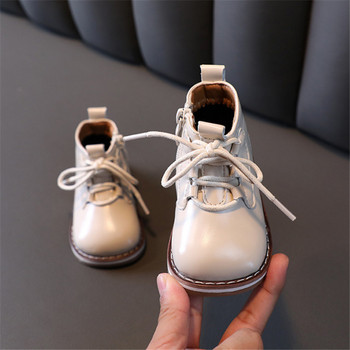 Нови есенни бебешки обувки Кожени малки детски ботуши Гумена подметка Бебешки шоси Модни малки момчета Момичета Ботуши 15-25