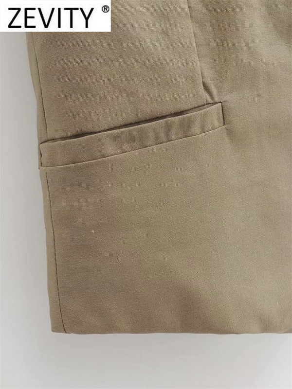 Zevity pentru femei, de modă, cu decolteu în V, fără mâneci, cu un singur piept, vestă de in, jachetă de birou pentru dama, ocazională, vestă subțire, topuri CT1642