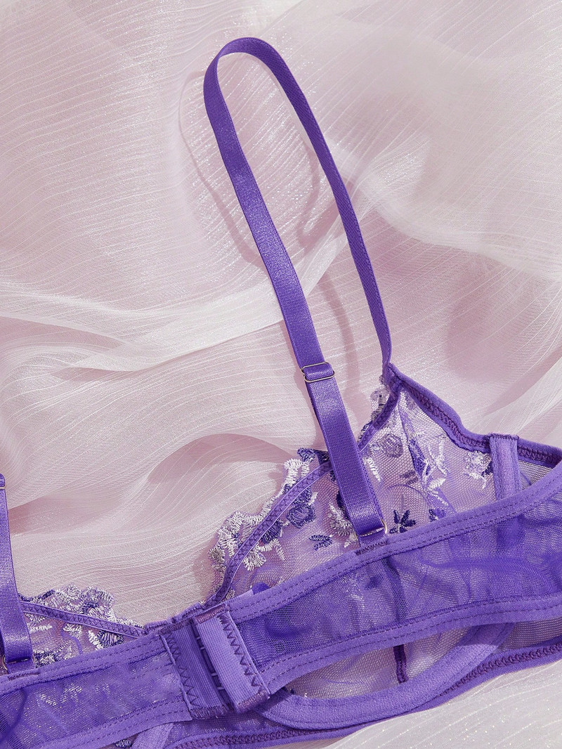 Transperantni komplet donjeg rublja Ženski mrežasti set Sexi Lenceria Sensual Mujer Kompleti grudnjaka Vez, cvjetni okviri Bielizna Erotyczna