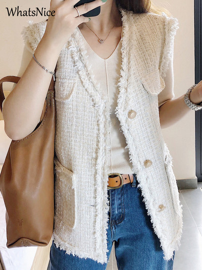 Meiteņu jauns modes franču retro mazs aromāts bezpiedurkņu jaciņš sieviešu veste sieviešu dāmas OL jaukas rūtainas vestes ikdienas apģērbs