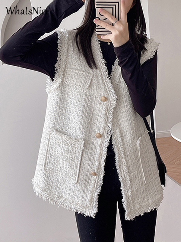 Meiteņu jauns modes franču retro mazs aromāts bezpiedurkņu jaciņš sieviešu veste sieviešu dāmas OL jaukas rūtainas vestes ikdienas apģērbs