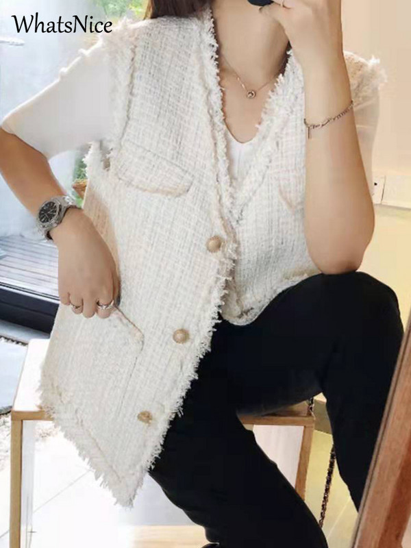 Meiteņu jauns modes franču retro mazs aromāts bezpiedurkņu jaciņš sieviešu veste sieviešu dāmas OL jaukas rūtainas vestes ikdienas apģērbs