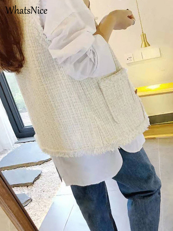 Meiteņu jauns modes franču retro mazs aromāts bezpiedurkņu jaciņš sieviešu veste sieviešu dāmas OL jaukas rūtainas vestes ikdienas apģērbs