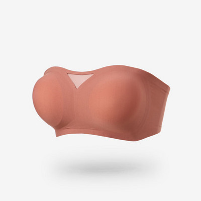 Lenjerie fără cusături din mătase de gheață de vară Bralette moale Sutien push up fără bretele pentru femei Sutiene invizibil din latex Închidere la spate fără sârmă