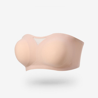 Lenjerie fără cusături din mătase de gheață de vară Bralette moale Sutien push up fără bretele pentru femei Sutiene invizibil din latex Închidere la spate fără sârmă