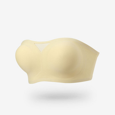 Lenjerie fără cusături din mătase de gheață de vară Bralette moale Sutien push up fără bretele pentru femei Sutiene invizibil din latex Închidere la spate fără sârmă