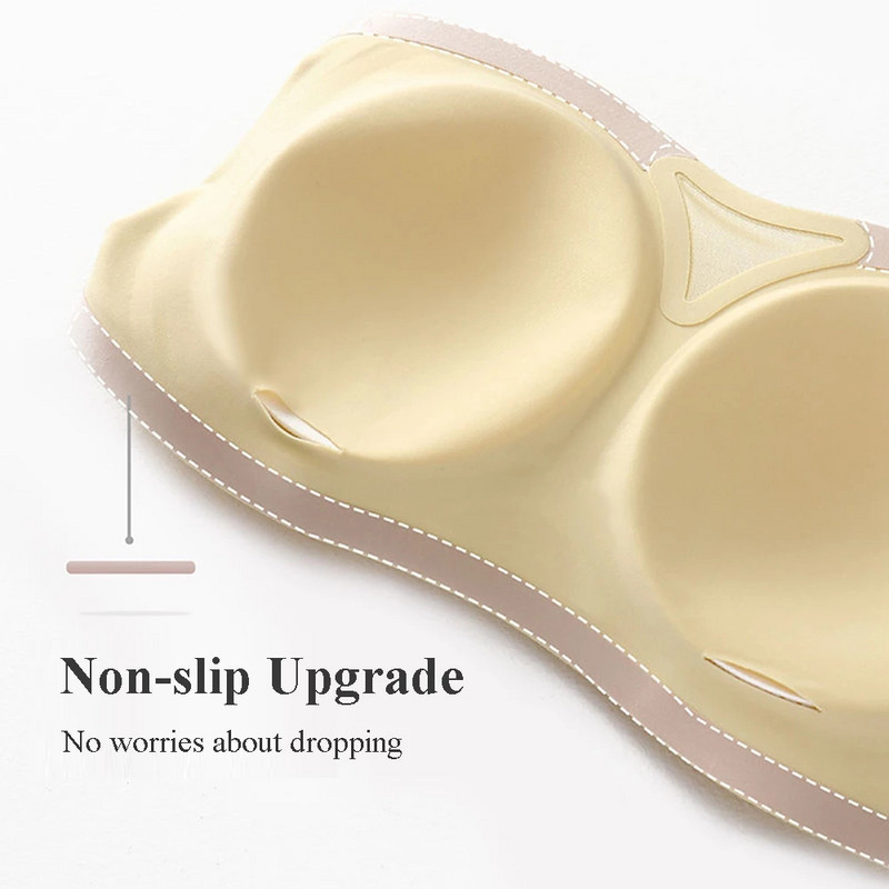 Lenjerie fără cusături din mătase de gheață de vară Bralette moale Sutien push up fără bretele pentru femei Sutiene invizibil din latex Închidere la spate fără sârmă