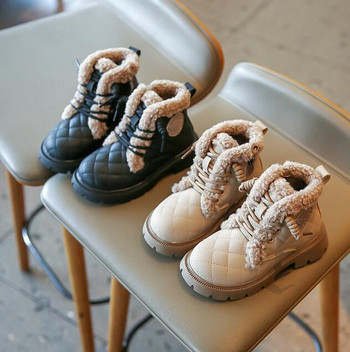 2023 Νέα χειμωνιάτικα παιδικά παπούτσια Δερμάτινα αδιάβροχα βελούδινα μποτάκια Παιδικά μποτάκια για χιόνι Επώνυμα κορίτσια για αγόρια Casual μπότες Μόδα αθλητικά παπούτσια