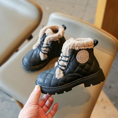 2023 Noi pantofi de iarnă pentru copii Cizme de pluș impermeabile din piele Cizme de zăpadă pentru copii Brand Fete Băieți Cizme casual Pantofi de modă