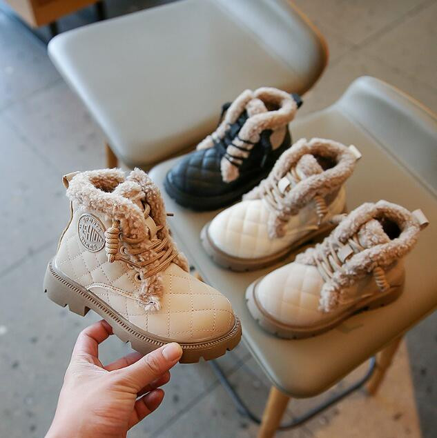 2023 Noi pantofi de iarnă pentru copii Cizme de pluș impermeabile din piele Cizme de zăpadă pentru copii Brand Fete Băieți Cizme casual Pantofi de modă