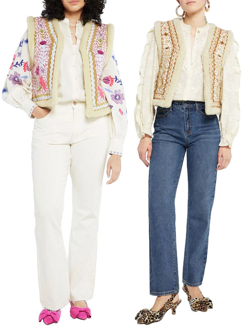 2023 m. rudens naujiena Moteriškos gatvės mados vilnos liemenė spausdinta Vintage Grunge be rankovių V kaklo atviros priekinės striukės liemenės