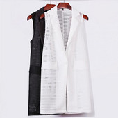 Letné jesenné duté verzie obleku bez rukávov vesta dámsky kardigan klopové bundy dámske dlhé kabáty vesty vrchné oblečenie vesta