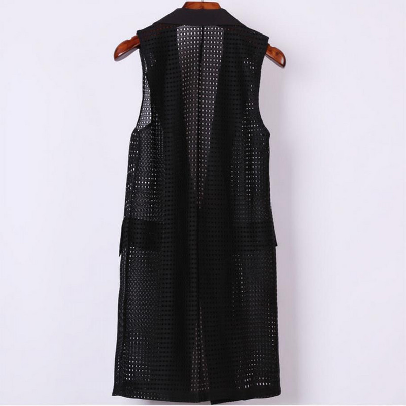 Letné jesenné duté verzie obleku bez rukávov vesta dámsky kardigan klopové bundy dámske dlhé kabáty vesty vrchné oblečenie vesta