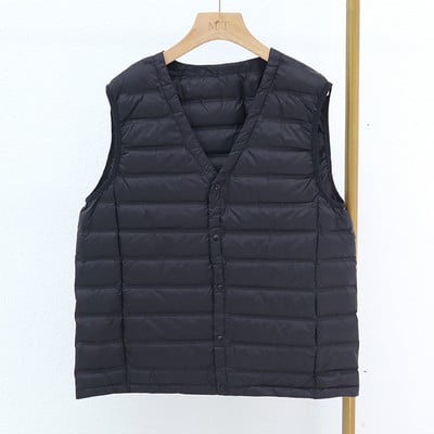 Jesenná zimná ultraľahká dámska páperová bunda s jedným breadom bez rukávov, voľná jednofarebná vesta, teplá vrchná vesta