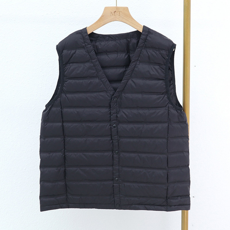 Jesenná zimná ultraľahká dámska páperová bunda s jedným breadom bez rukávov, voľná jednofarebná vesta, teplá vrchná vesta