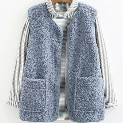 Vestă de iarnă, de iarnă, din catifea de miel, haină simplă, dulci, elegantă, îngroșată, o haină caldă, fără mâneci.