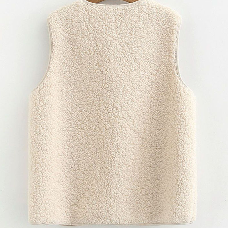 Vestă de iarnă, de iarnă, din catifea de miel, haină simplă, dulci, elegantă, îngroșată, o haină caldă, fără mâneci.