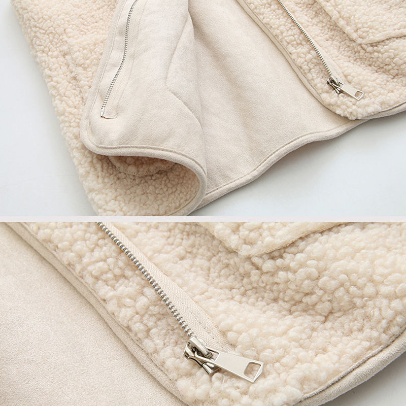 Vestă de iarnă, de iarnă, din catifea de miel, haină simplă, dulci, elegantă, îngroșată, o haină caldă, fără mâneci.