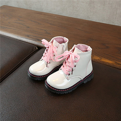 Μπότες για νήπια για κορίτσια Μόδα με φερμουάρ στο πλάι Lace-up Pu δερμάτινα αντιολισθητικά μποτάκια για βρέφη Girsl Ανοιξιάτικες μπότες μόδας για το φθινόπωρο